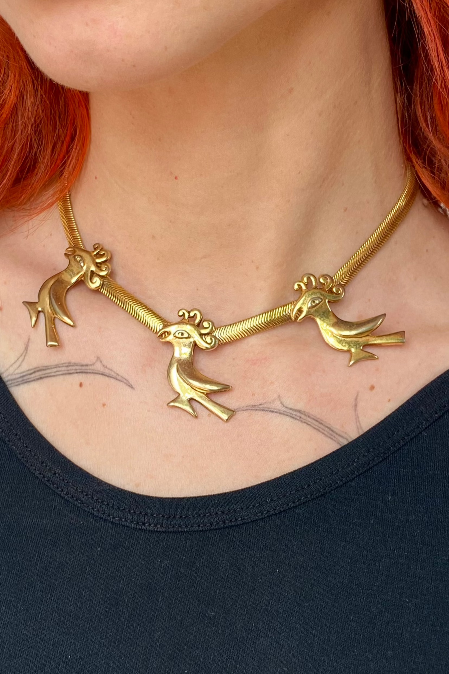Collier oiseaux dorés