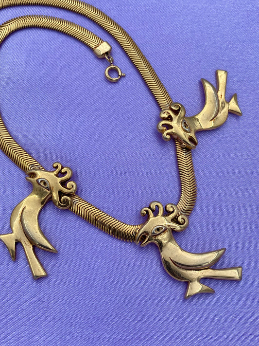 Collier oiseaux dorés