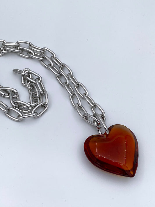 Collier coeur en verre